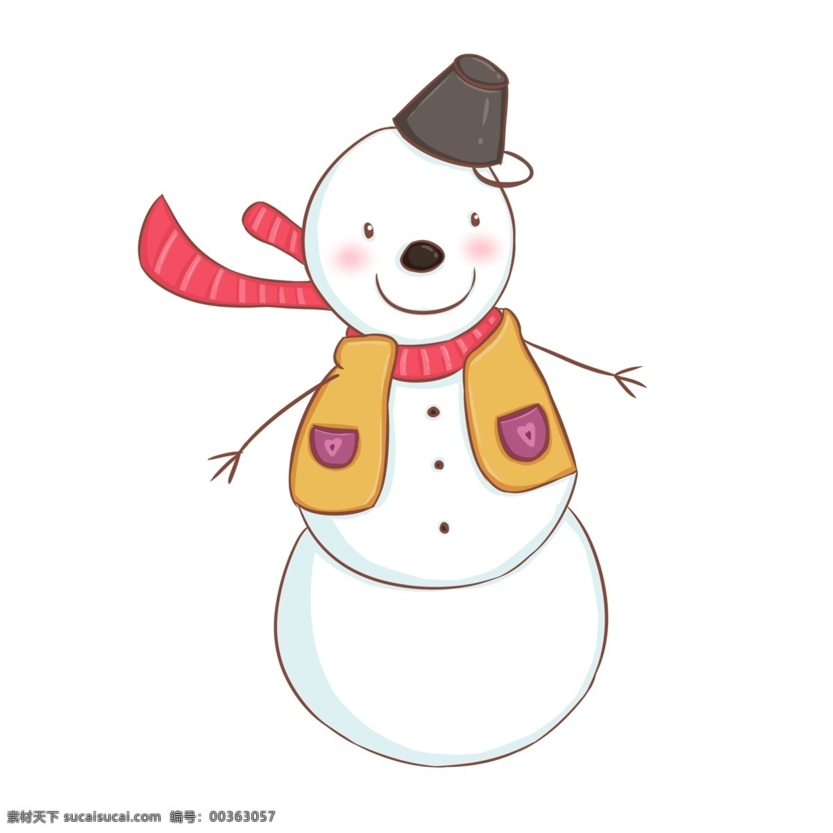 卡通 手绘 冬季 雪人 插画 冬季雪人 冬季堆雪人 玩雪 下雪天 下大雪 红帽子雪人 可爱雪人 手绘雪人插画