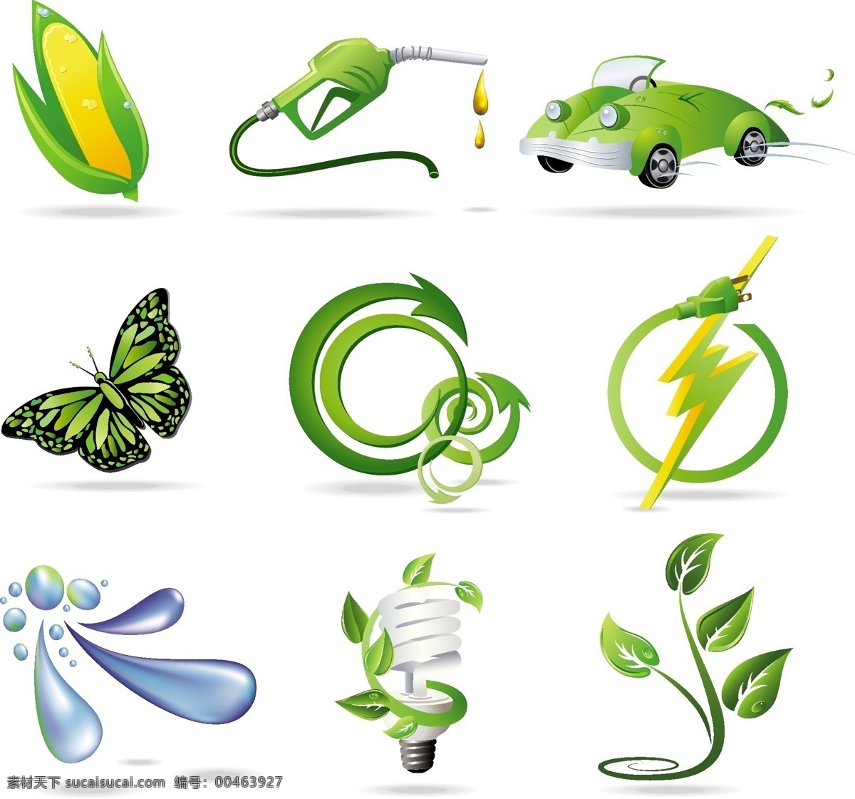 环保 矢量 蝴蝶 节能 卡通 绿色 汽车 矢量图 其他矢量图