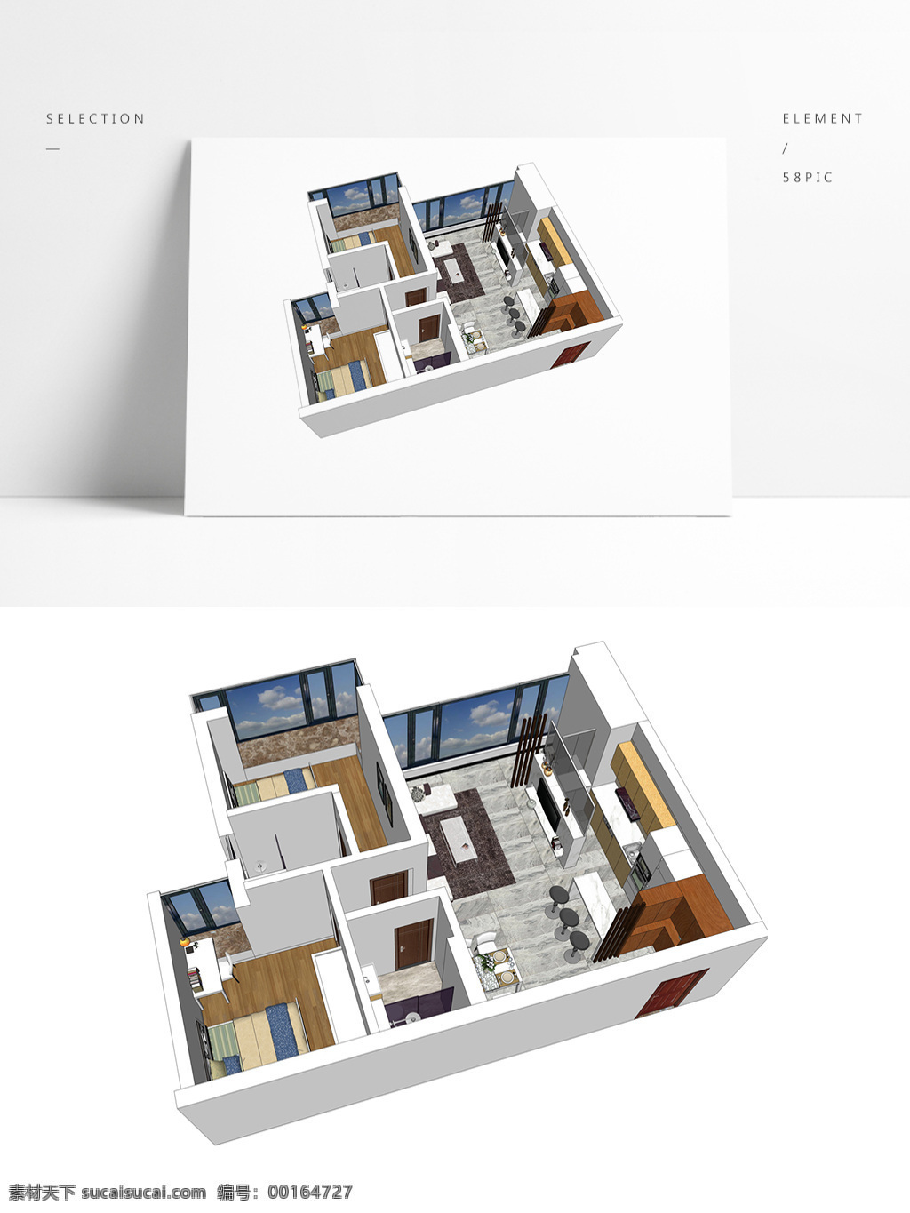 简约 风 住宅 su 模型 透视 室内空间设计 住宅室内设计 样板房 3d模型 su模型 草图大师模型 家具模型