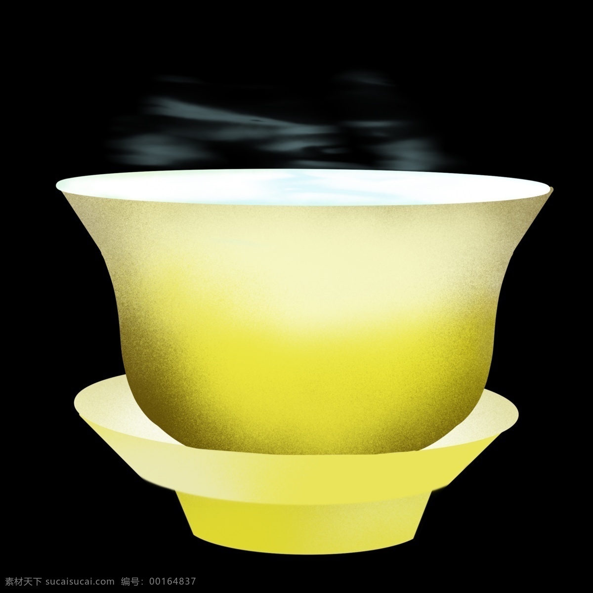 黄白色 茶碗 陶瓷 插图 明亮的茶碗 漂亮的茶碗 一根茶碗 精美的茶碗 热气腾腾 茶水 中国水墨 传统茶