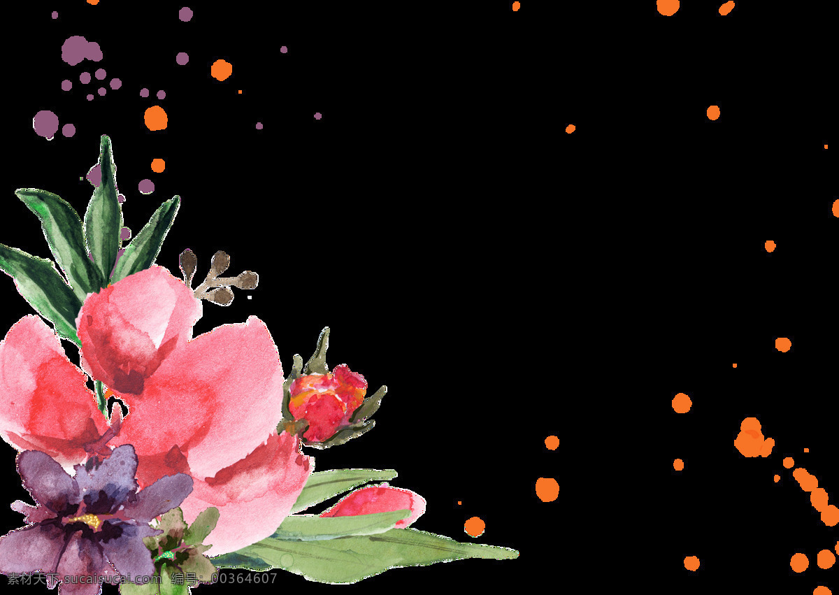 手绘 红花 花草 装饰 花苞 花朵 绿叶 免扣素材 水彩 透明素材 装饰图片