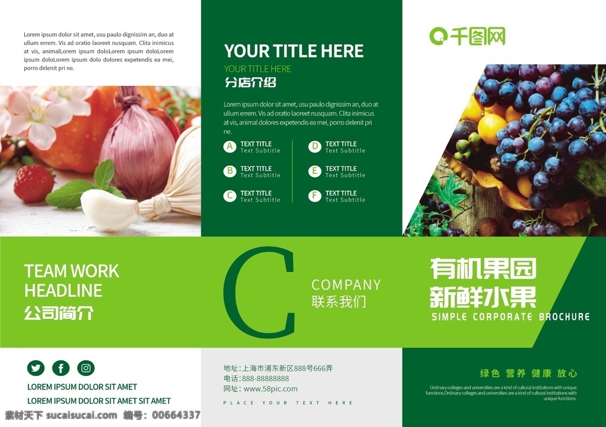 有机 水果 三 折页 新鲜 果蔬 果蔬折页 三折页设计 农产品折页 折页宣传单