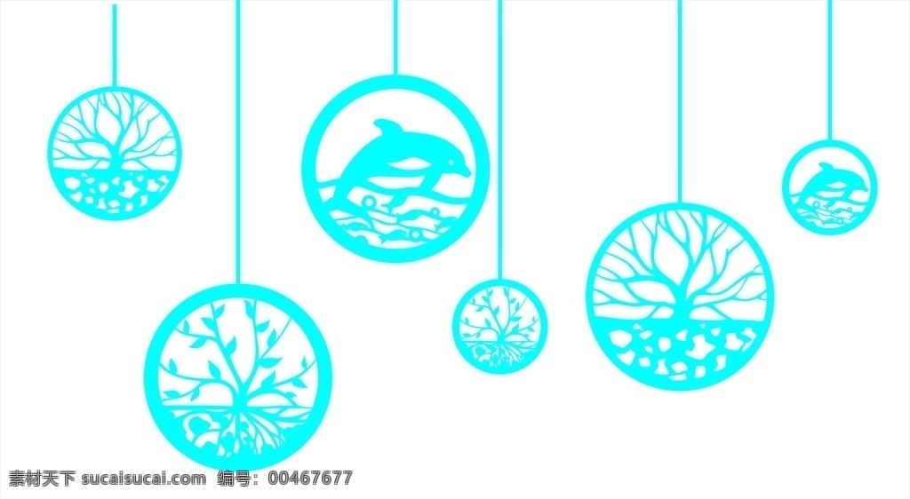 地中海 风格 镂空 窗花 剪纸 刻纸 地中海风格 海豚 圆形镂空 文化艺术 传统文化