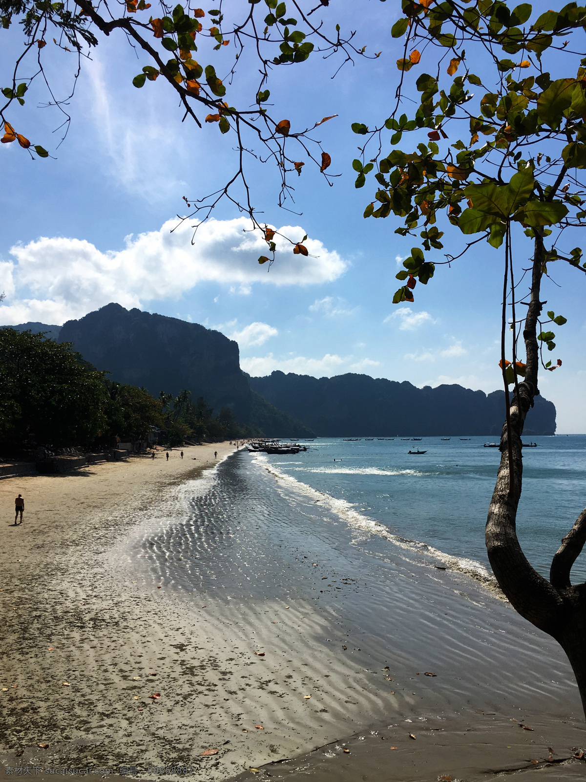 泰国 甲米 海滩 风光 莱利海滩 海边 海浪 旅游摄影 自然风景