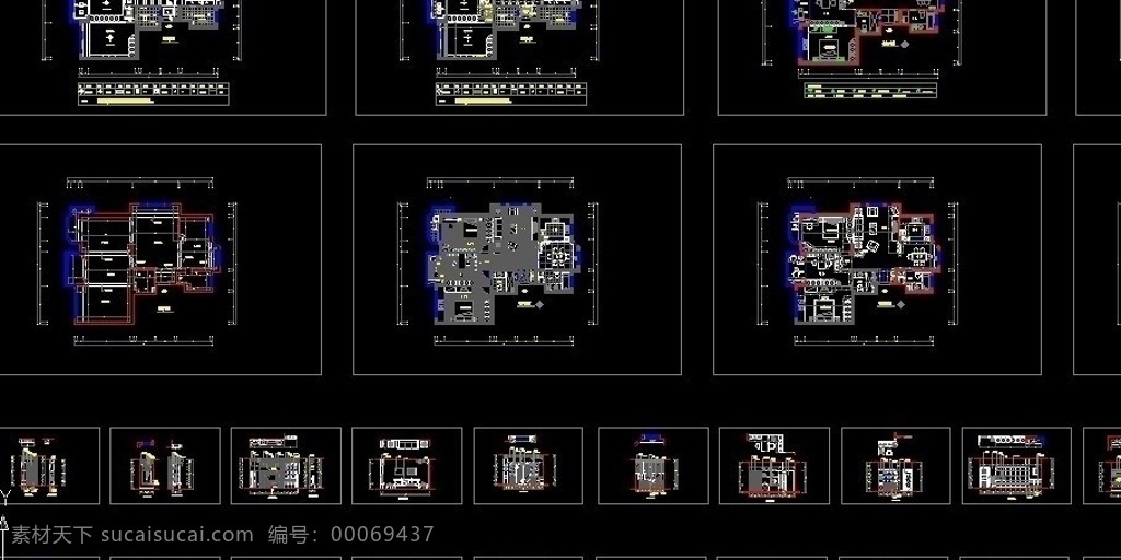 三室 二 厅 两 卫 装修 图 平面布置图 天花图 地面结构图 开关分布图 插座图 水路图 立面结构图 室内设计 环境设计 源文件 dwg