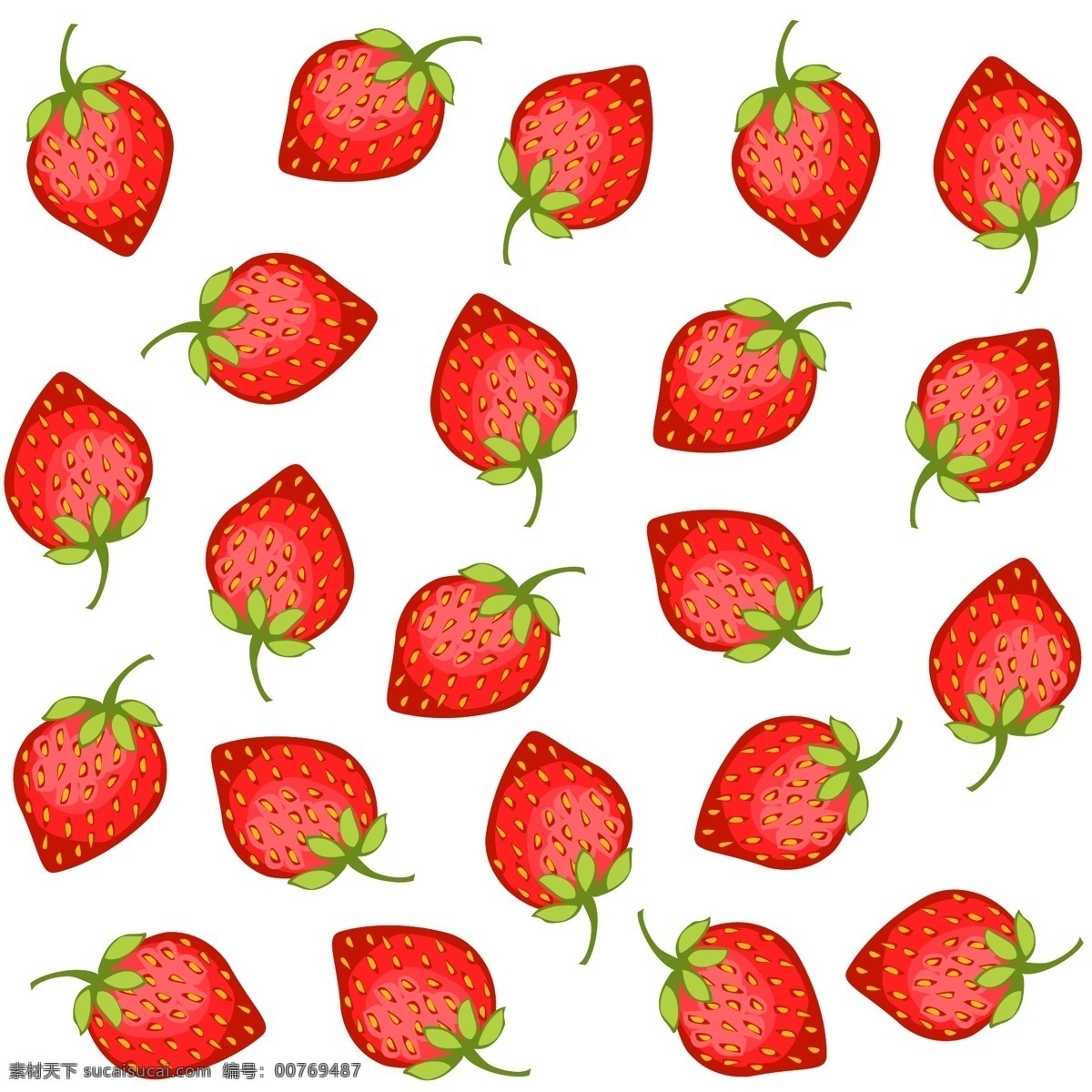 草莓 底纹 手绘 水果 矢量图 花纹花边