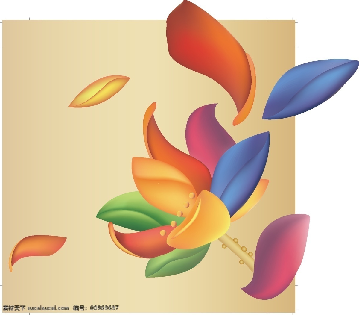 创意 七彩 莲花 矢量 工笔画 荷花 花 花瓣 矢量素材 矢量图 其他矢量图
