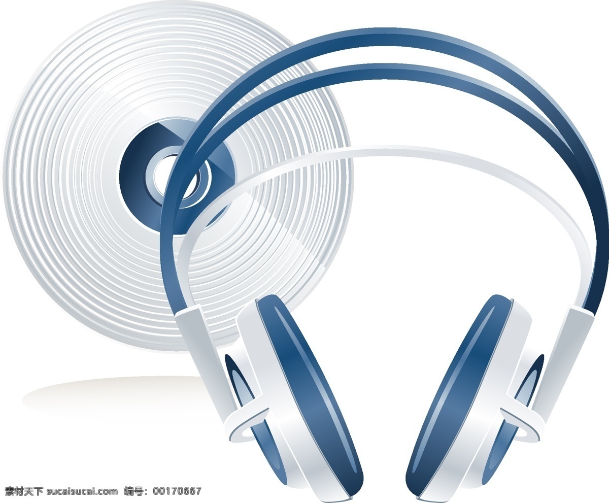 矢量 耳机 碟片 元素 蓝色耳机 音乐 ai元素 免扣元素