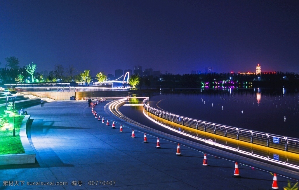 公园夜景 淄博孝妇河 湿地公园 公园 夜景 城市夜景 自然景观 自然风景