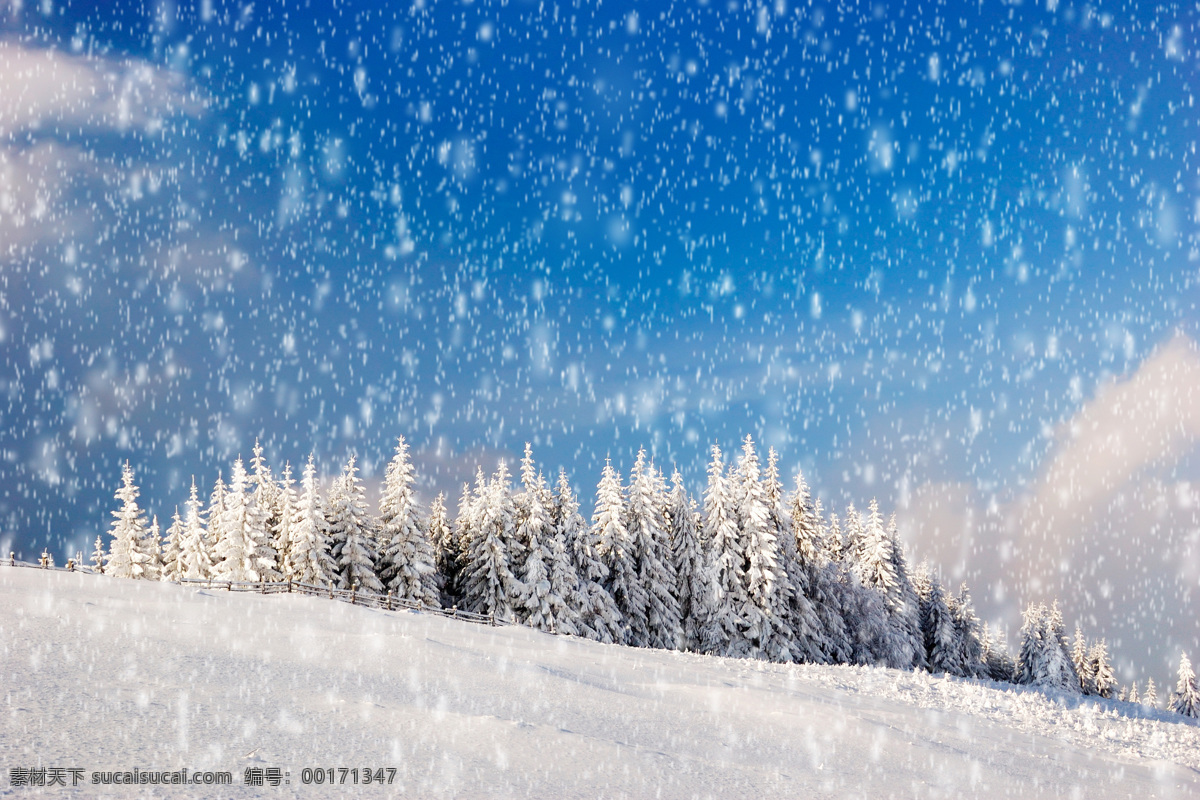 冬日 雪花 飘飘 天空 蓝天 白云 阳光 生态环境 自然风景 自然景观 雪景 冬日雪景 雪山风景 雪山 山水风景 风景图片