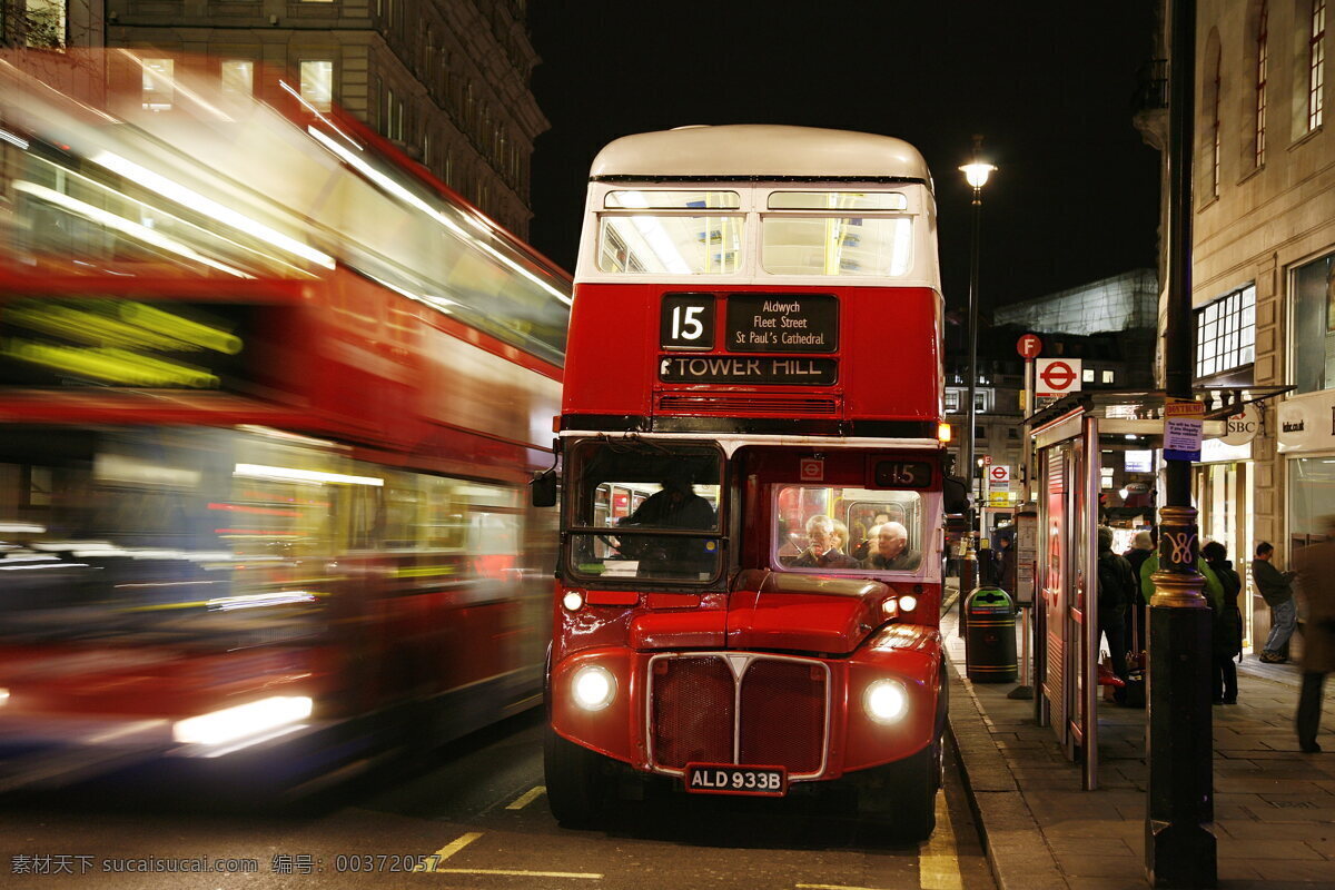 高清 街道 巴士 夜景 伦敦 英国夜景