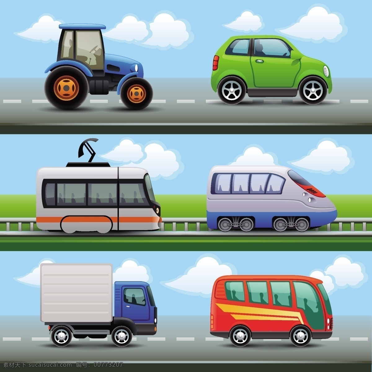 各种 小汽车 矢量 矢量素材 出租车 客车 货车 吉普车 小轿车 卡通出租车 电轨车