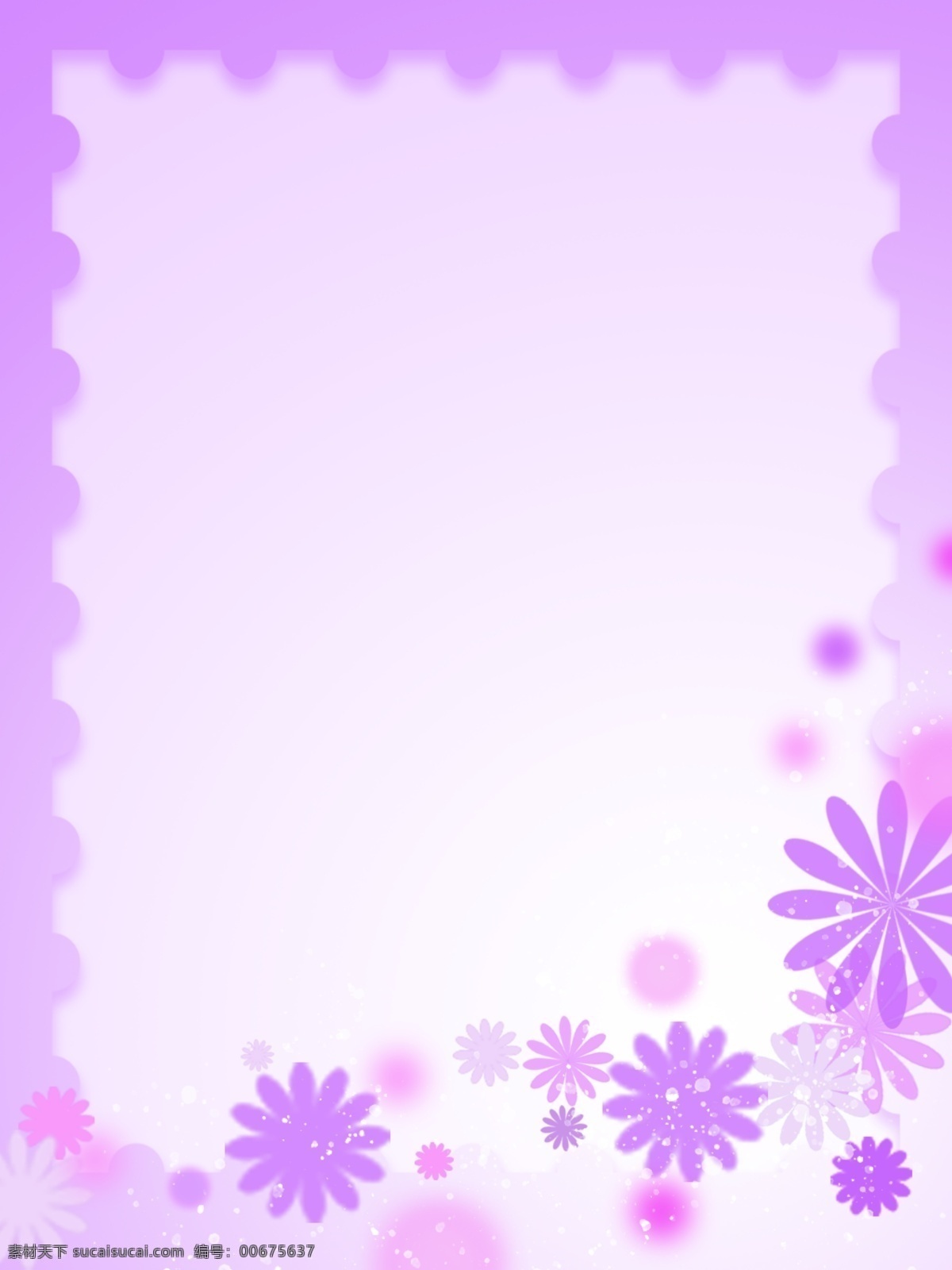 原创 粉色 紫色 小 清新 花朵 方框 背景 边框 渐变 小清新 喷墨