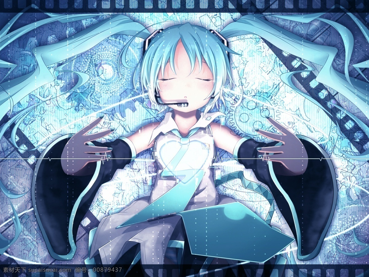 高清 初 音 未来 miku 蓝色 梦幻 唯美 卡通 动漫 可爱