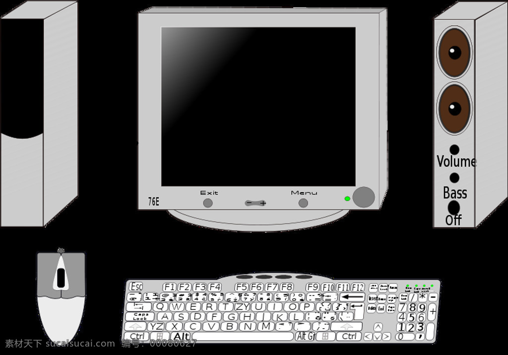 计算机 设置 监控 键盘 屏幕 鼠标 扬声器 电脑类 的声音 插画集
