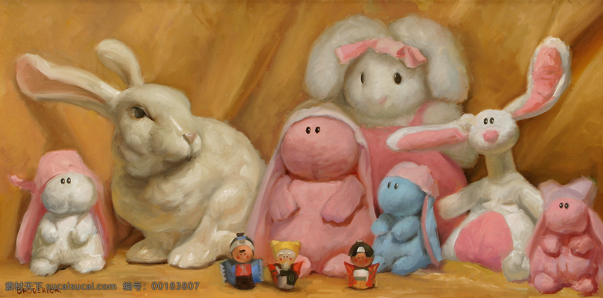 毛绒玩具 静物 油画 兔子 油画静物写生 油画艺术 绘画艺术 装饰画 书画文字 文化艺术