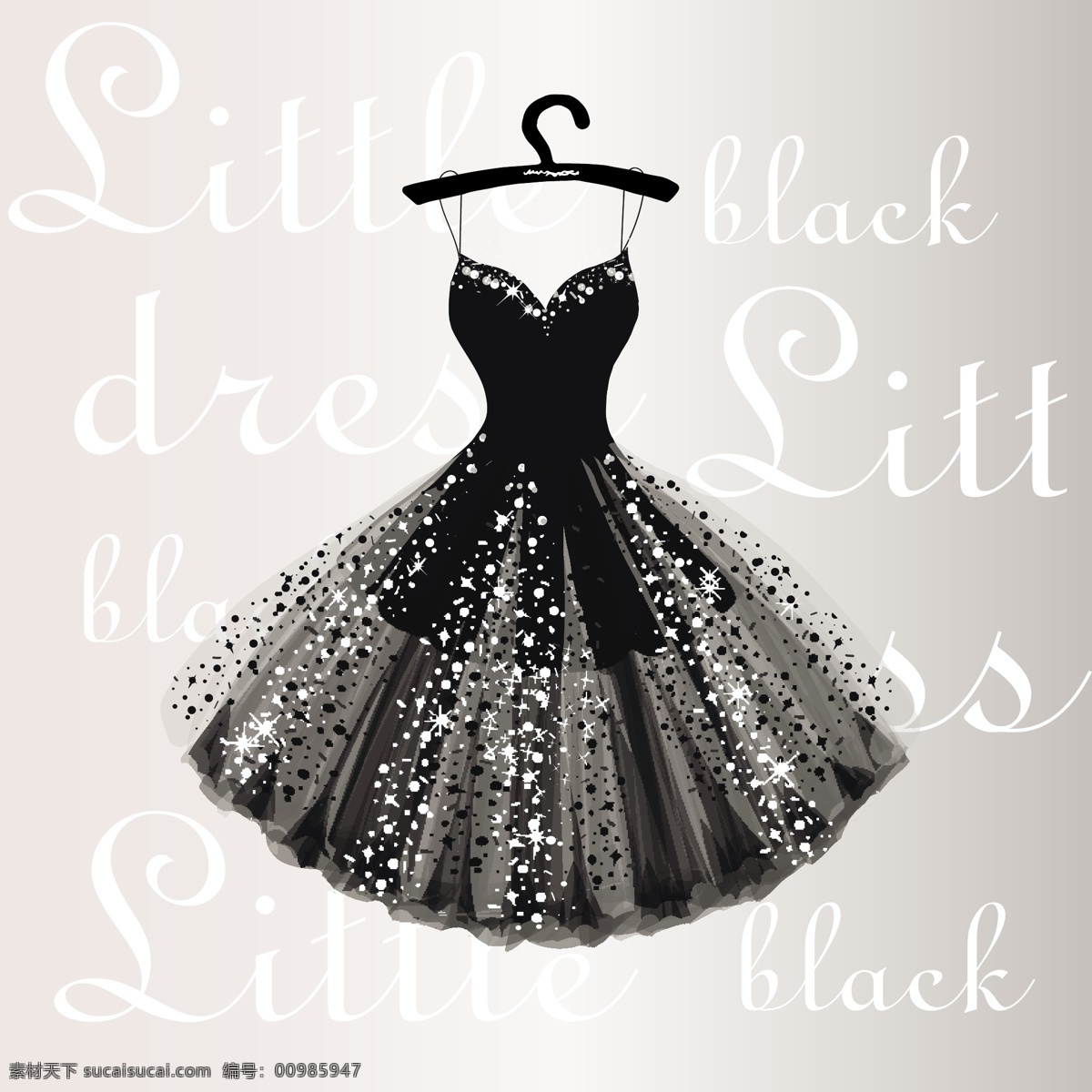 黑色 晚礼服 裙子 矢量素材 服装 服饰 时装 女装 裙装 衣架