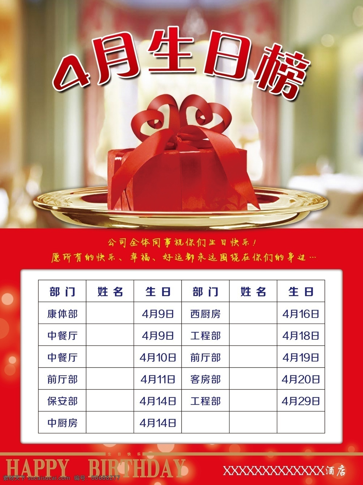 企业 酒店 饭店 员工 生日祝福 榜 企业酒店饭店 生日蛋糕 白色