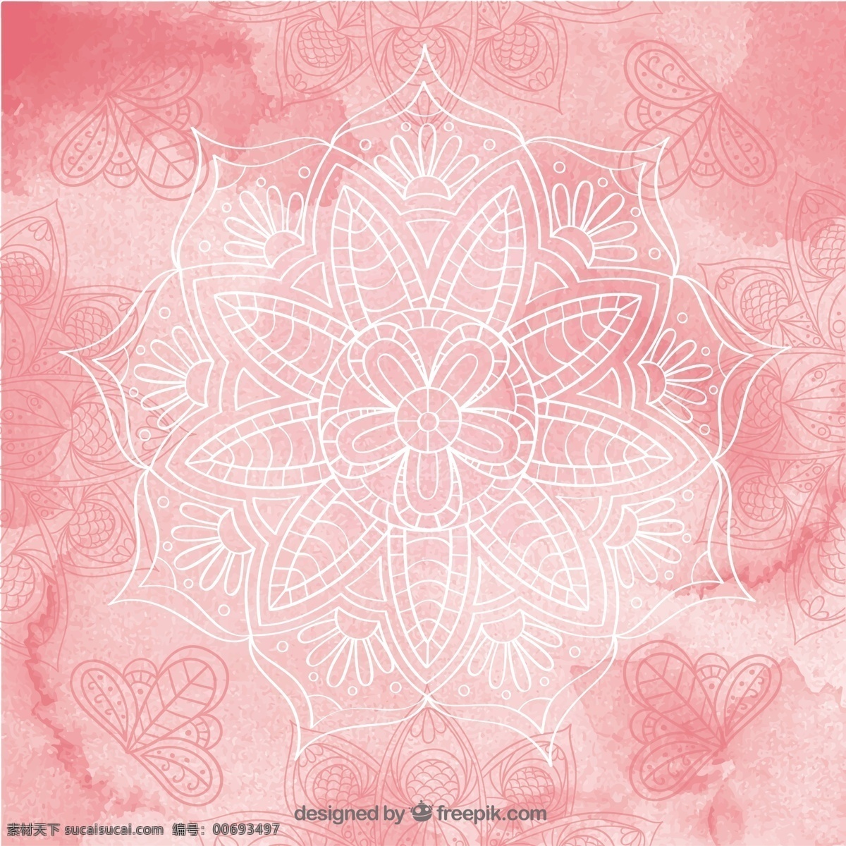 水彩 手绘 曼荼罗 粉红色 背景 花卉 抽象 手 装饰 曼陀罗 水彩花 飞溅 形状 装饰品 阿拉伯文 印度 墨水