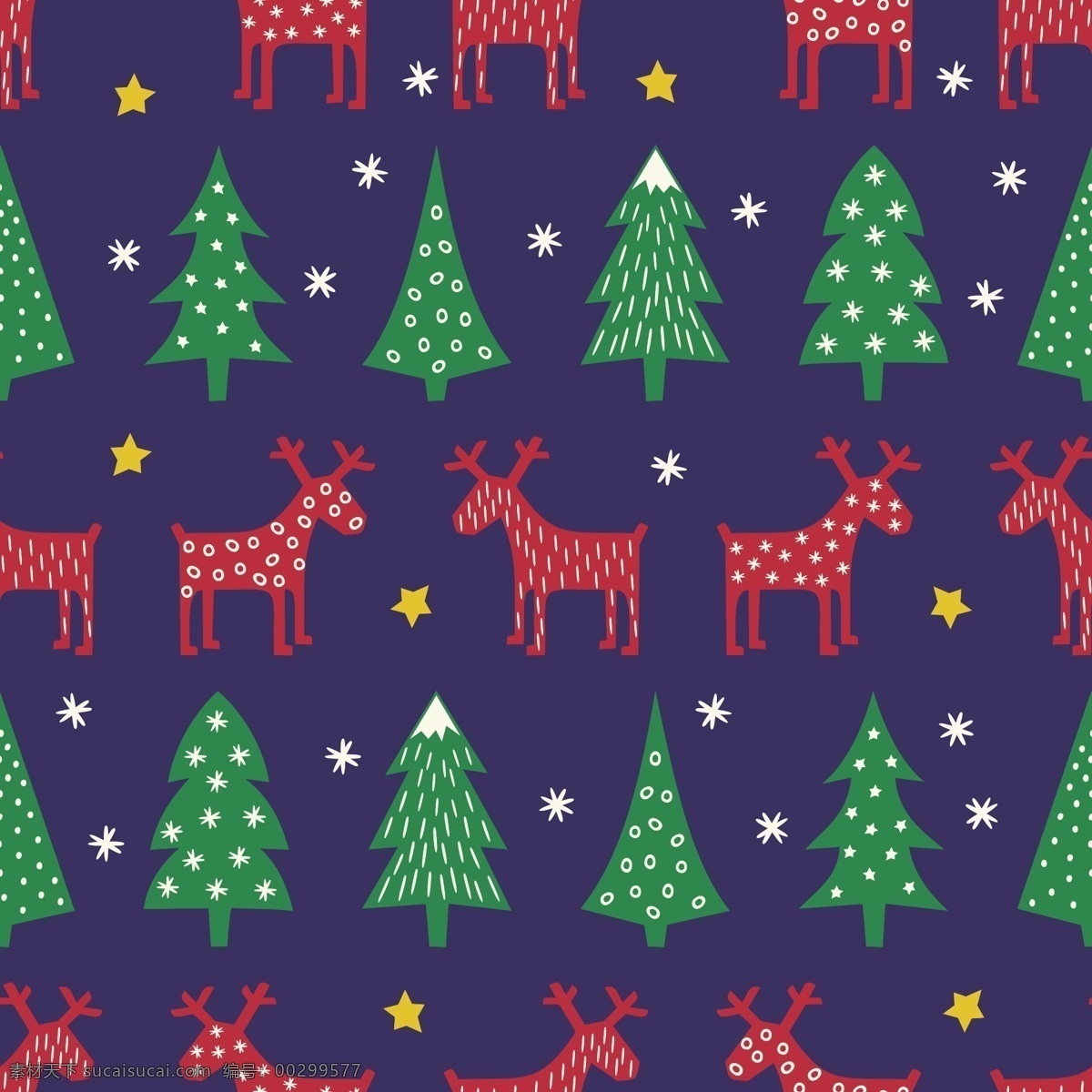 北欧 复古 圣诞 麋鹿 圣诞树 印花 图案 印花图案 移门图案