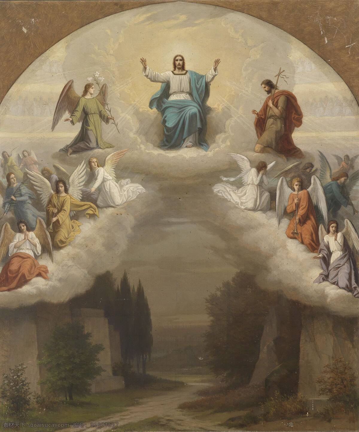 宗教油画 耶稣 19世纪油画 天使 绘画书法 文化艺术