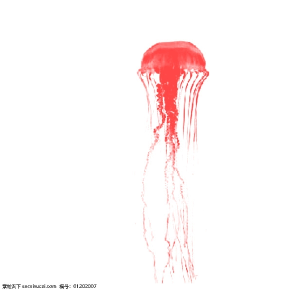 红色 可爱 水母 绘画 卡通 动感 线条 创意 透明 共色 美丽 真实 好看 个性 新意 水墨