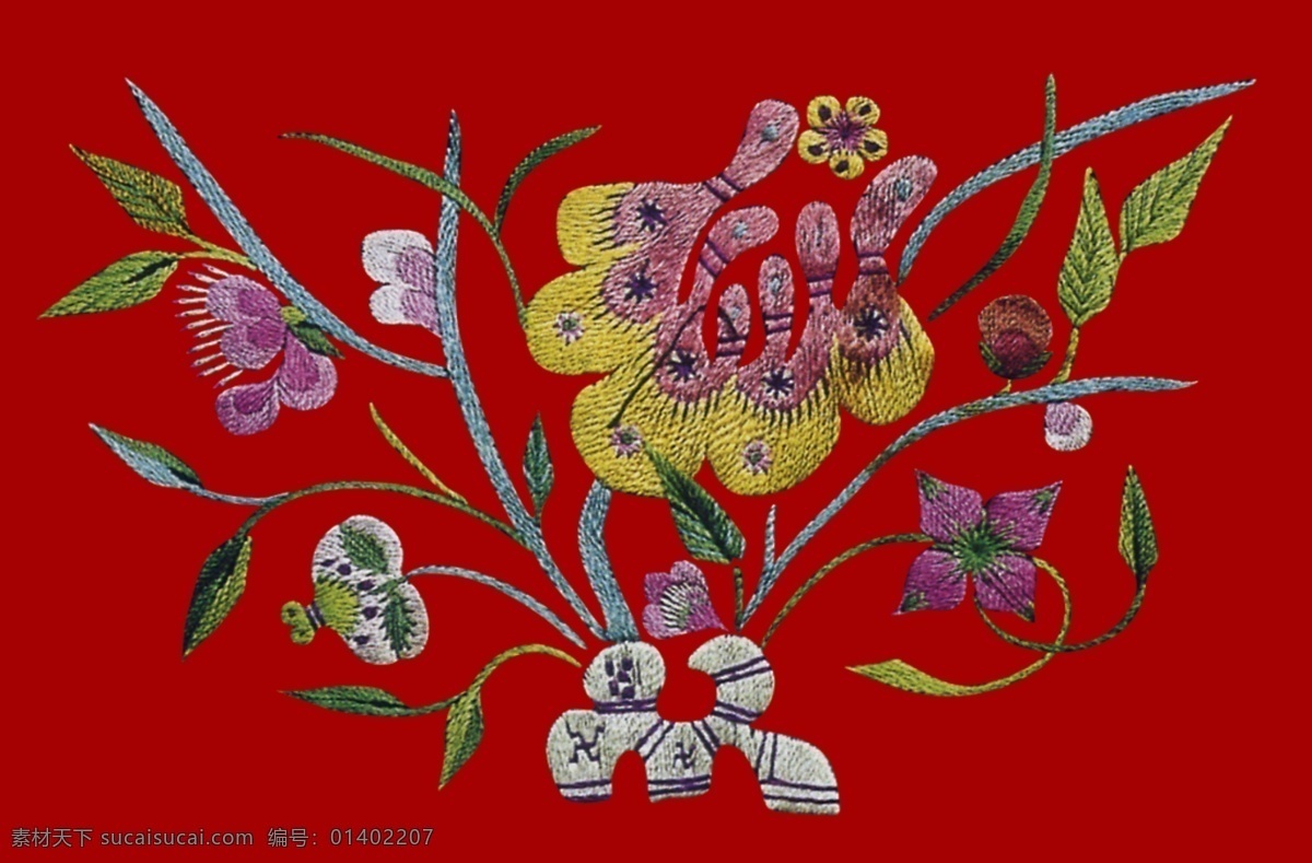 花鸟画 花 分层 源文件 布艺 民间艺术 绣花 中国 传统 元素 整合 中华刺绣 花鸟画花 psd源文件