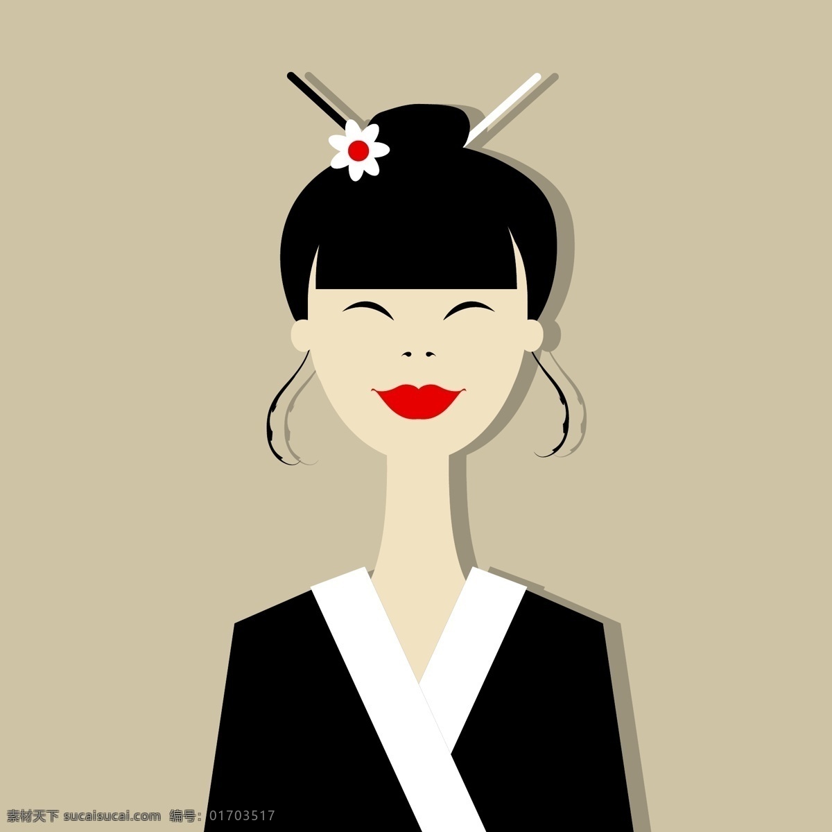 卡通 创意 日本 女人 插画 人物 女性