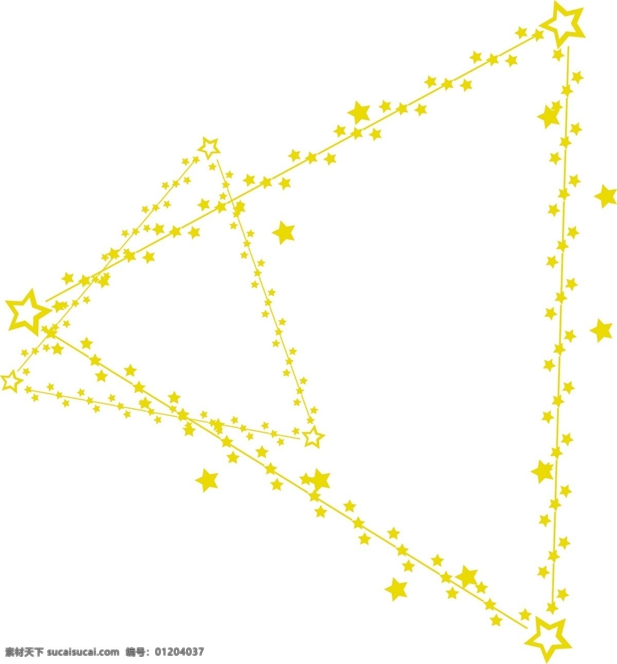 金色 五星 细 线条 组合 三角 边框 矢量 五角星 星星 流星 星坠 三角形 烫金 金色星星 黄色 华丽 高贵 单色边框 三角形边框