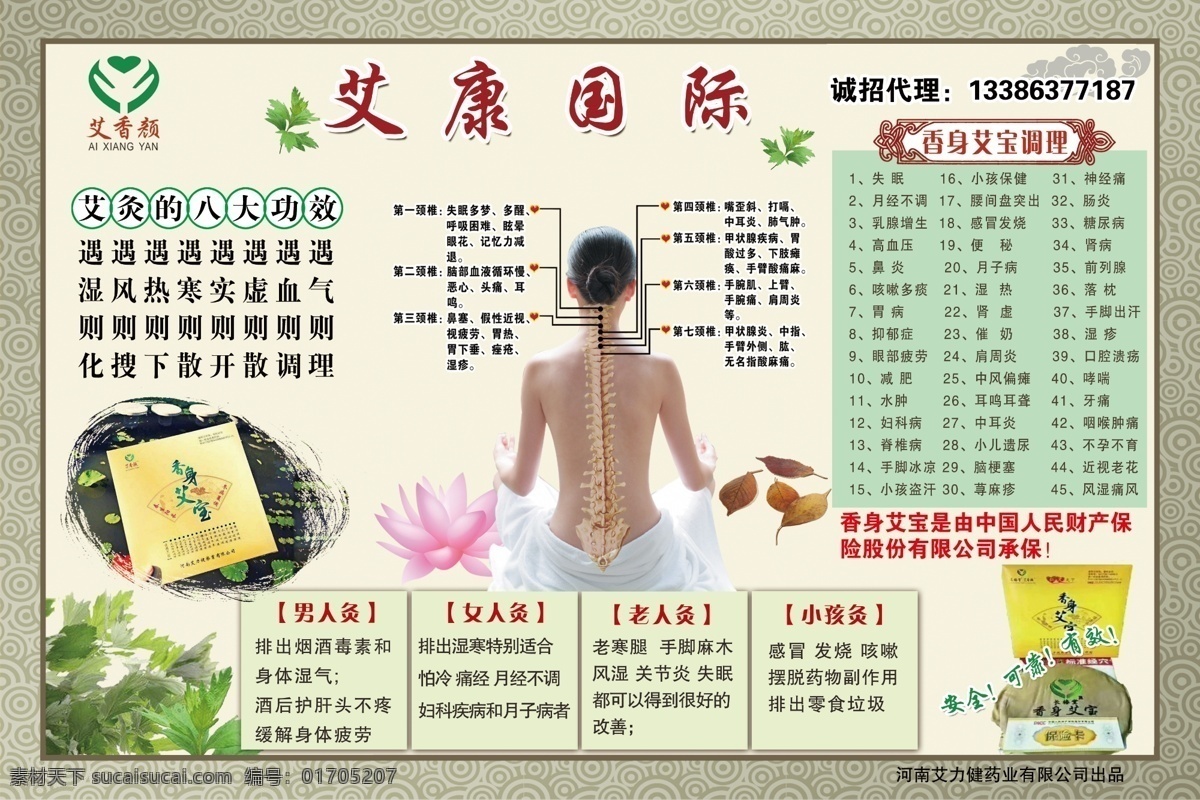 养生展板图片 养生展板 艾灸 养生素材 艾灸养生 美女 艾叶 荷花 花纹背景 养生海报 分层