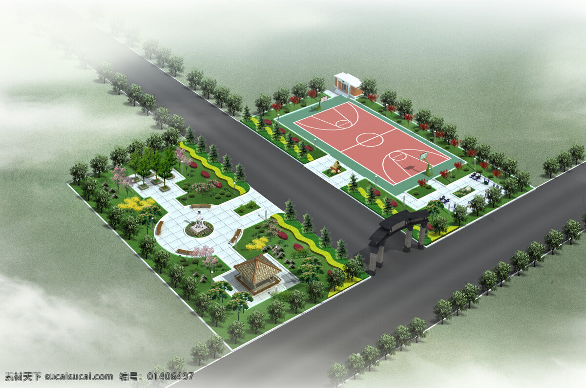 新农村广场 规划 运动场地 效果图 景观设计 环境设计