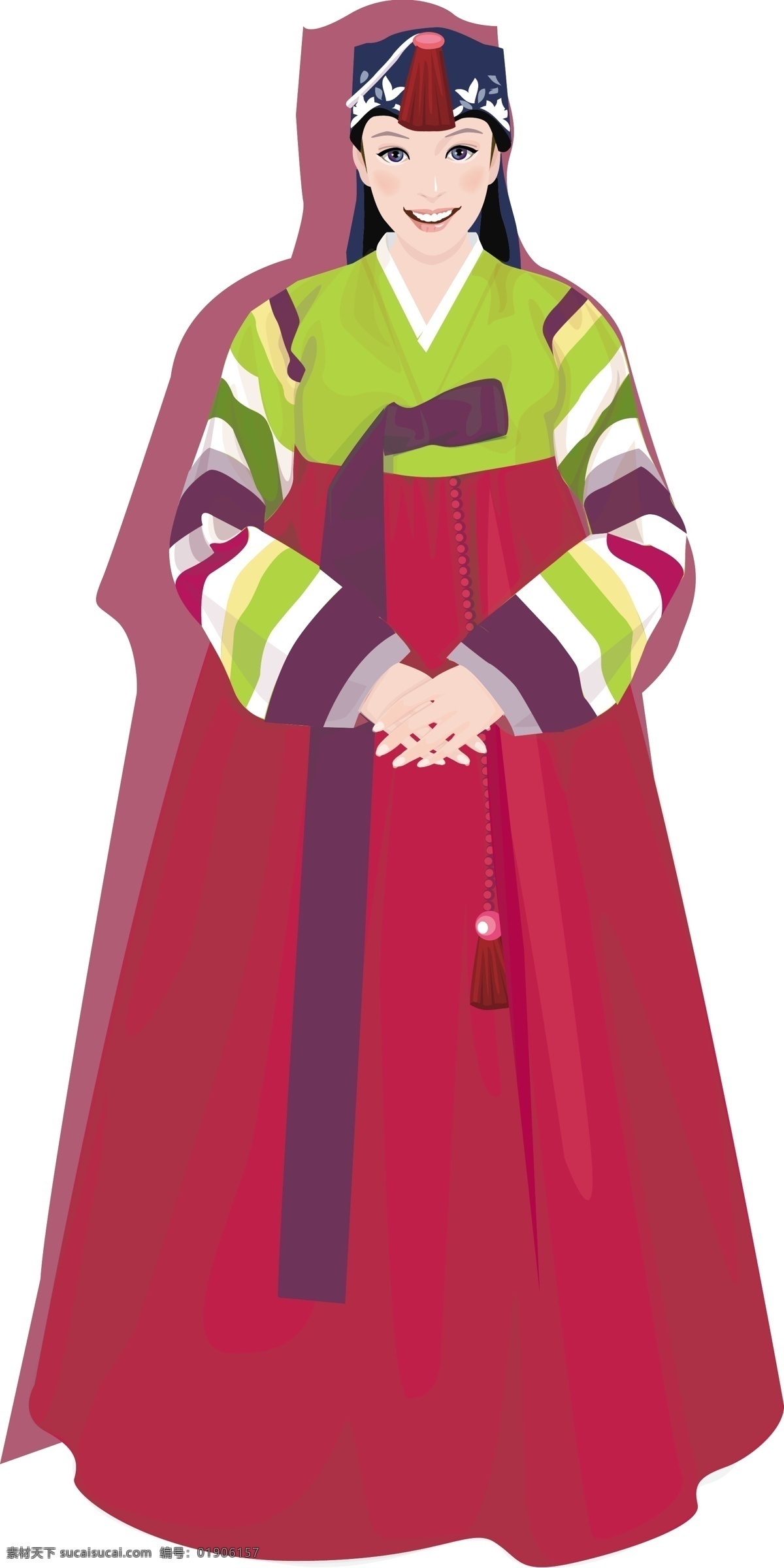 韩服 美女 韩服美女 可无限放大 矢量图 矢量人物