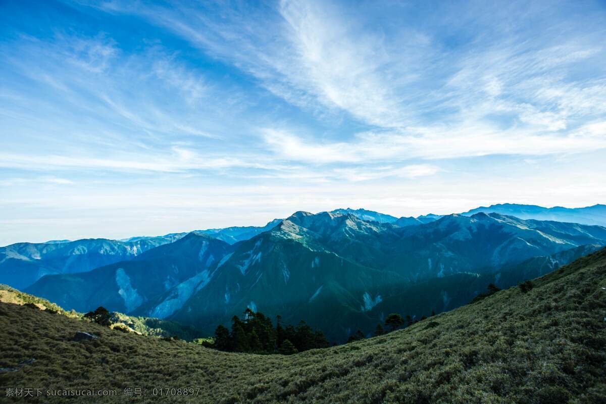 山峰 天空 蓝色 自然生态 背景 自然 生态 清新