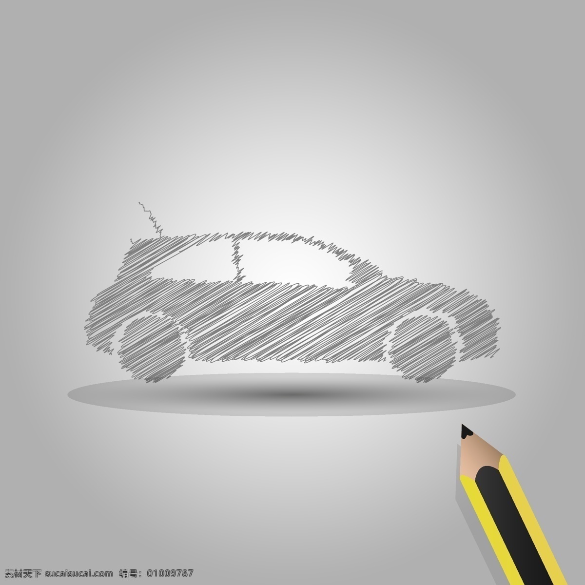 手绘 汽车 创意 铅笔 矢量图 其他矢量图