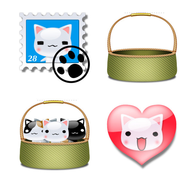 可爱 大 脸 猫 爱心 脚印 猫头 大脸猫 网页素材 网页模板