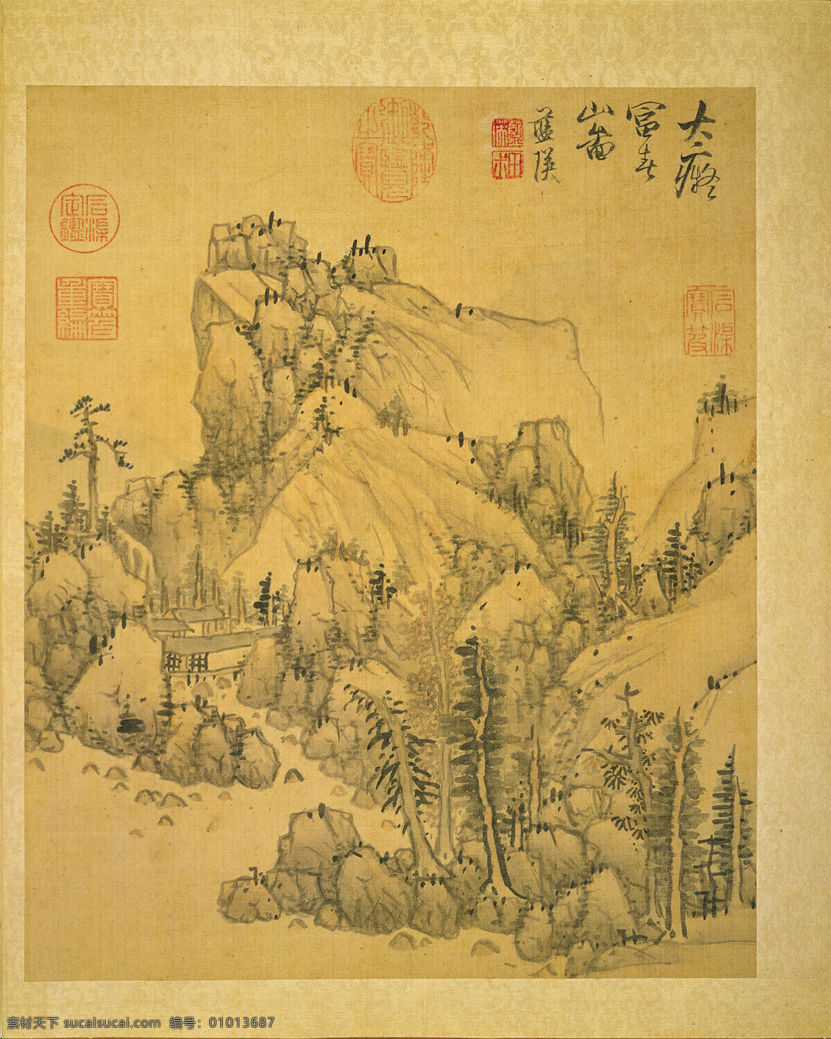 仿 黃 公望 富春 山 图 明 蓝瑛 古画 古代绘画 国画 中国古画 书画 中国文化 国宝 山水画 诗画 中国古代绘画 绘画书法 文化艺术