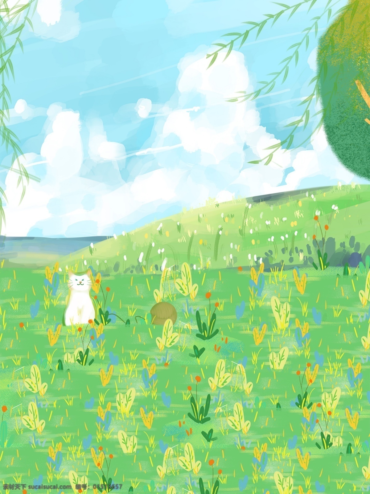 手绘 唯美 清新 风景 插画 背景 插画背景 风景背景 花卉背景 森系 小清新背景 植物背景 植物花卉 广告背景