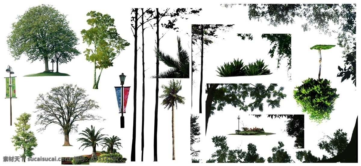 前景树 树 前景 小区配景 效果图树 配景 建筑设计 环境设计 源文件 白色