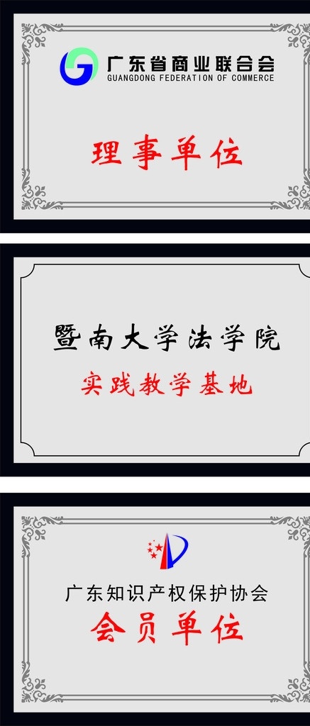 奖牌 知识产权 边框 理事单位 会员单位 边框相框 底纹边框 矢量