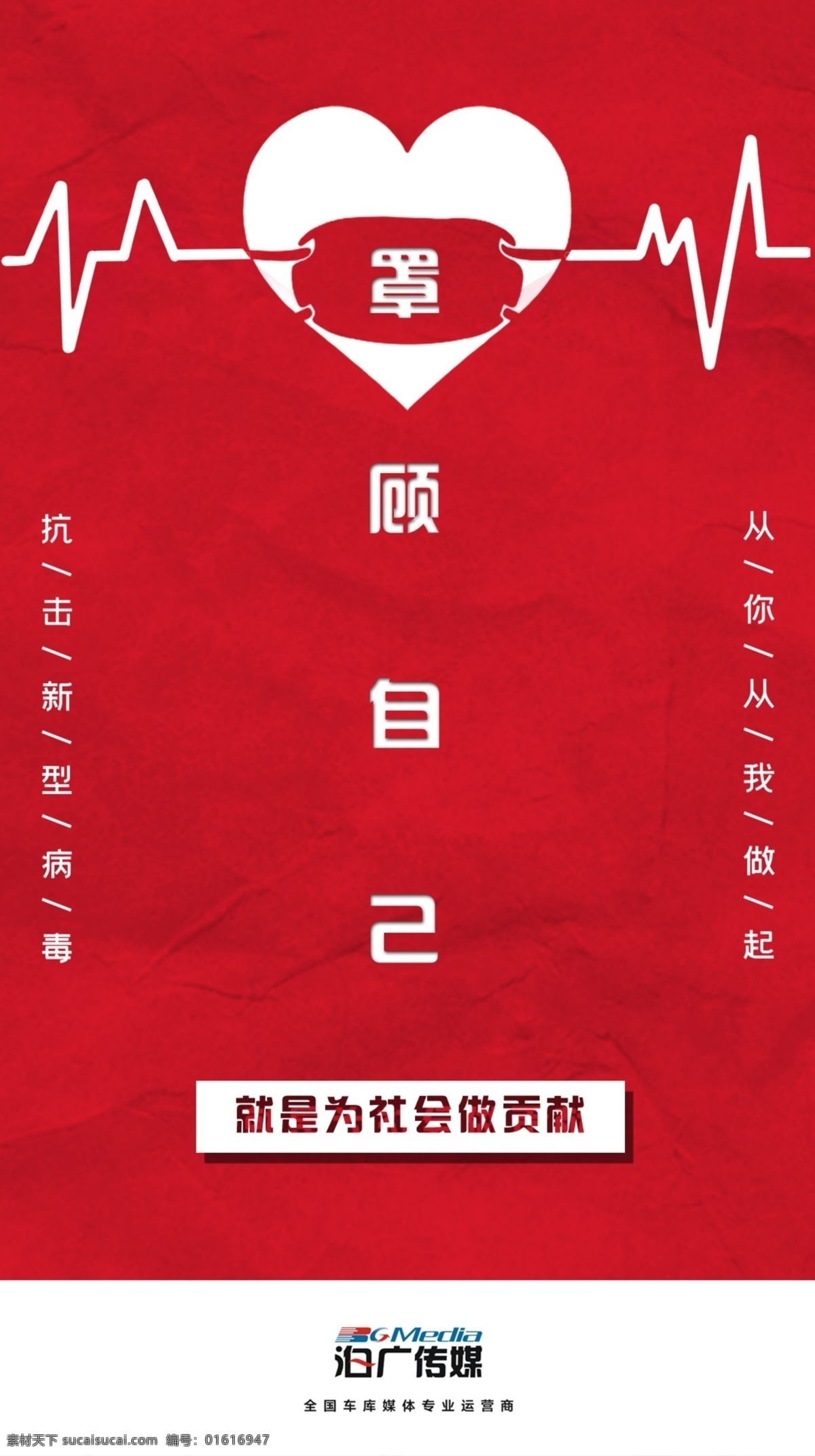 武汉加油 武汉 加油 抗击疫情 共渡难关 新型冠状病毒 疫情 防护 口罩 照顾自己 公益广告 竖版
