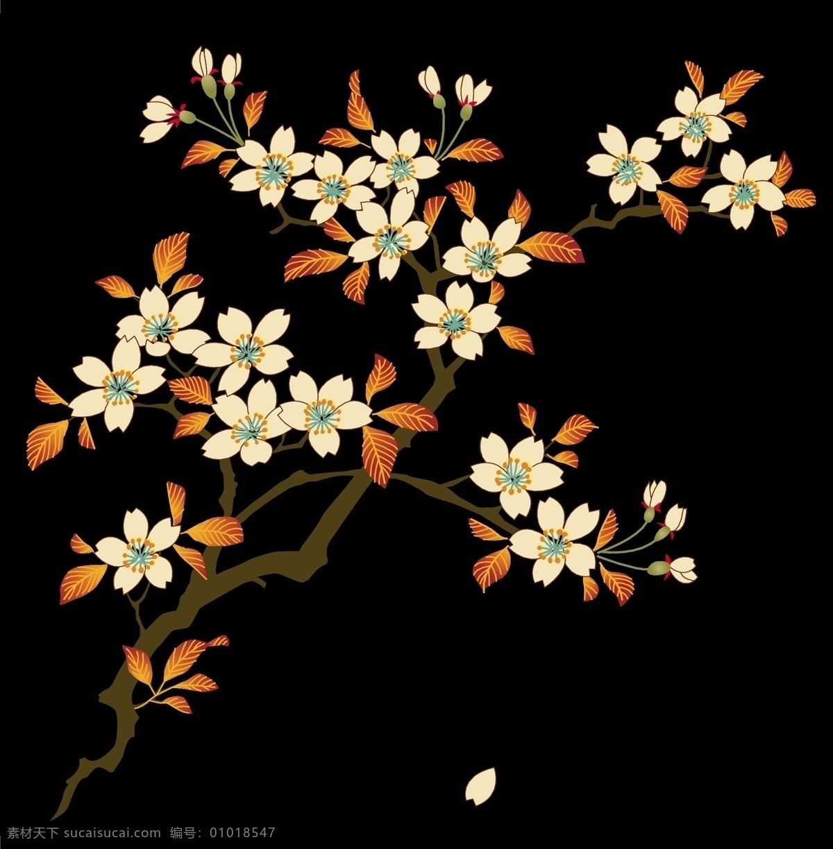 日本 传统 图案 矢量 花卉 植物 传统图案 花纹 底纹边框 花纹花边 矢量图库