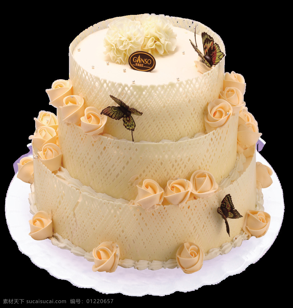 大气 三 层 花朵 蛋糕 图案 花朵蛋糕 米色蛋糕 奶油蛋糕 三层蛋糕 生日蛋糕装饰