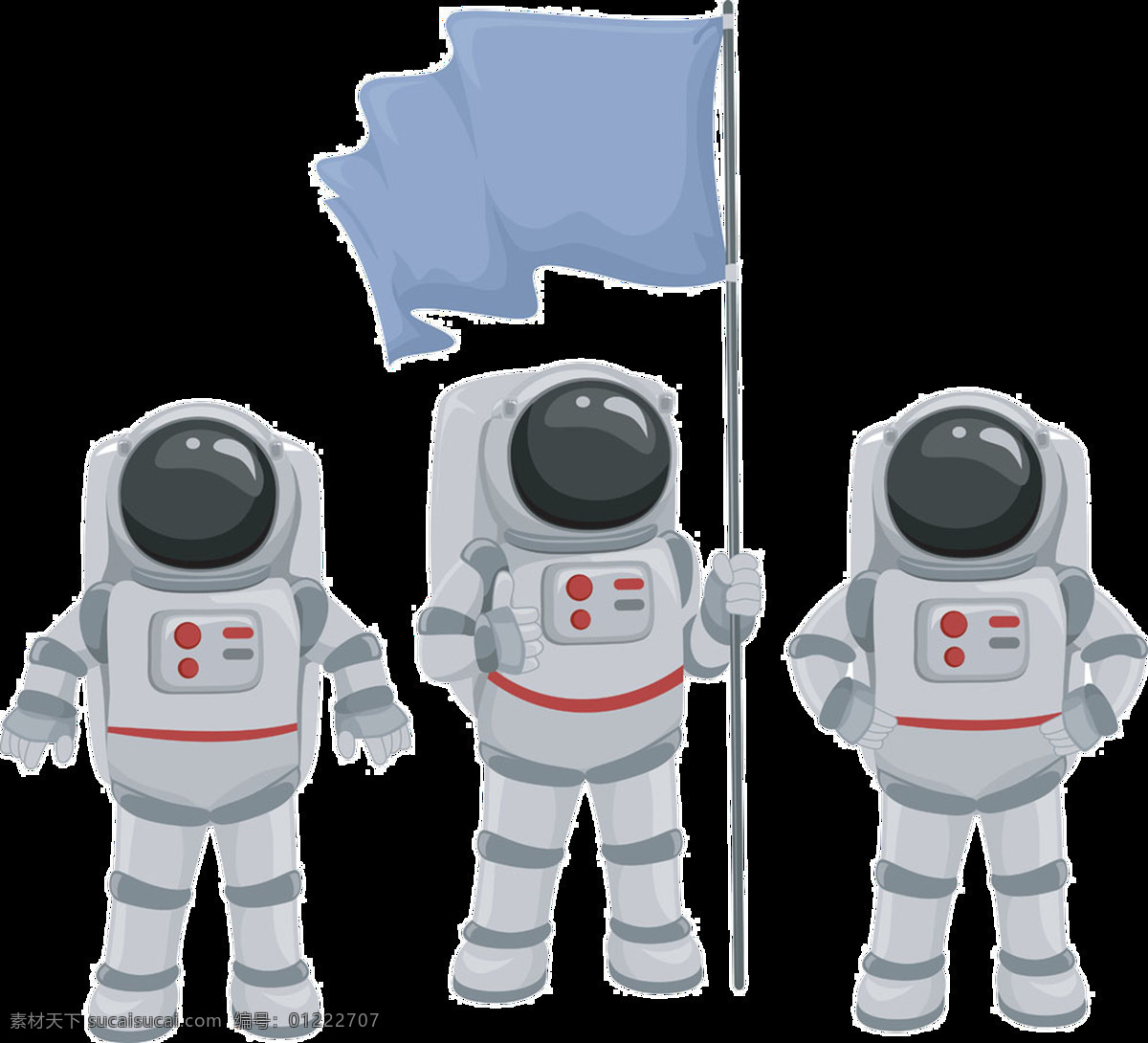 国旗 三个 太空人 透明 白色 蓝色 免扣素材 太空 太空服 透明素材 装饰图片