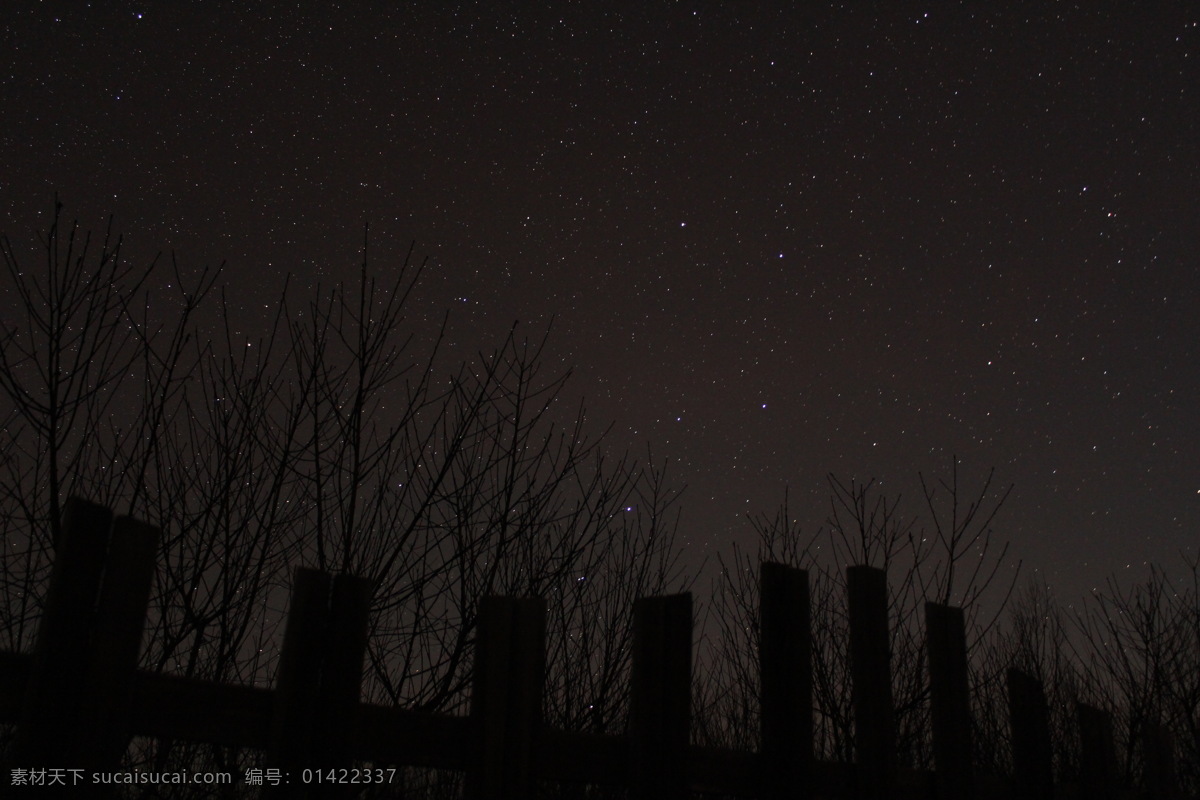 璀璨 星空 下 篱笆墙 星星 北斗七星 篱笆 树影 自然风景 自然景观