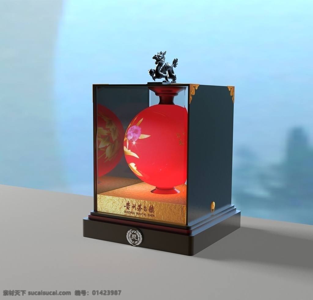 花瓶酒盒 牡丹 花瓶 酒盒 包装 花纹 金色 其他模型 3d设计模型 源文件 max
