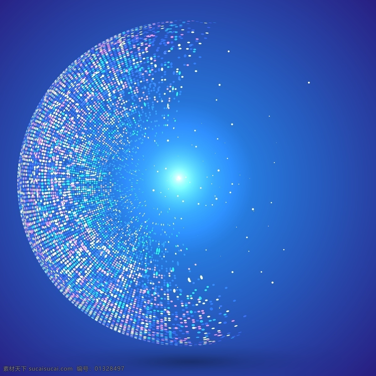 闪烁粒子背景 闪烁粒子 抽象地球 碎片 蓝色 科技 高端 蓝色背景 矢量素材