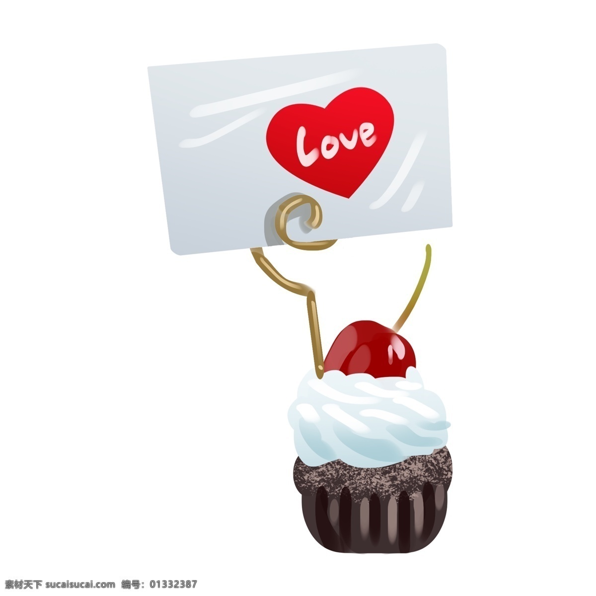 卡通 纸片 爱心 纸杯 蛋糕 小清新 情人节 love 卡片 2月14日 2019 纸杯蛋糕 水彩风 手绘 漂浮 红色爱心