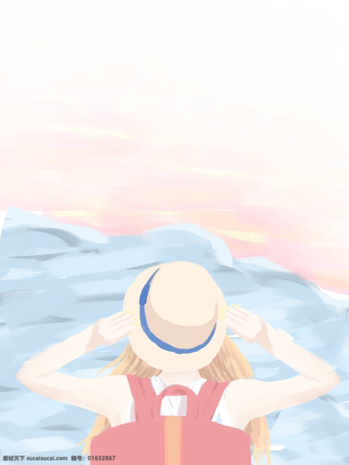 唯美 粉色 夏季 海边 游 女孩 背景 海边游 旅行 夏天 大海