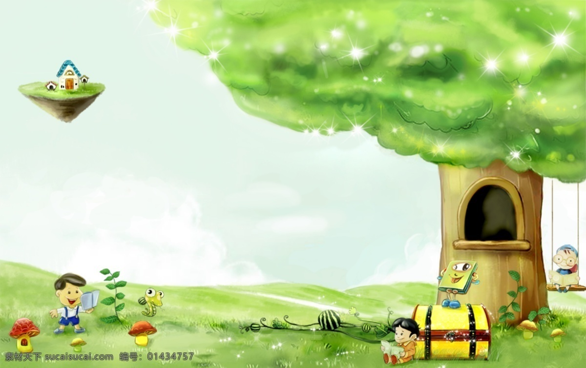 幼儿 插画 分层 儿童插画 风景 幼儿插画 源文件库 插画集