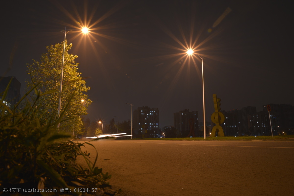 夜色 路灯 光芒 树木 道路 原创摄影作品 旅游摄影 国内旅游